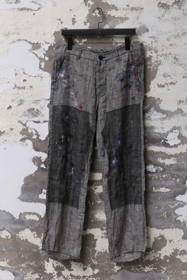 ARCHIVIO J.M.Ribot Hand-painted Linen Suit/Pants AJM-PA34/JP1/P-CHECK Pants (G02/JP1/P)